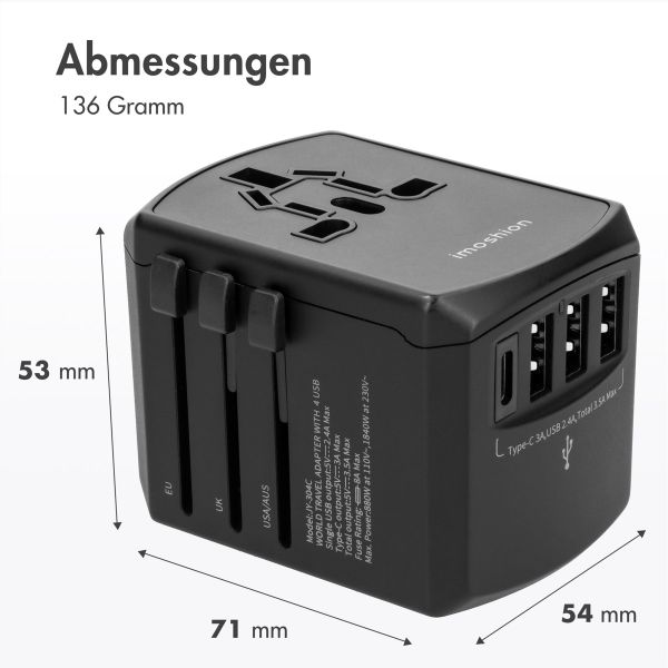 imoshion Universalreiseadapter - USB-C &  USB-A - Schwarz