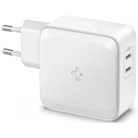 Spigen Dual USB-C Charger - Ladegerät mit 2 USB-C-Anschlüssen - Mit GaN-Technologie - 65 W - Weiß