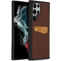Accezz Premium Leather Card Slot Back Cover Samsung Galaxy S22 Ultra - Braun