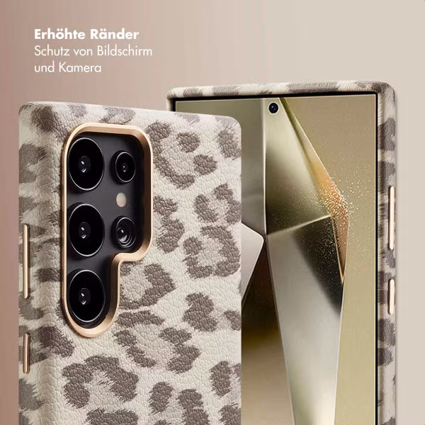 Selencia Sabi Backcover Leopardenmuster mit MagSafe Samsung Galaxy S24 Ultra - Soft Ivory