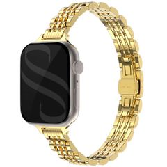Selencia Jubilee inspiriertes schmales Edelstahlarmband für die Apple Watch Series 1 bis 9 / SE (38/40/41 mm) | Series 10 (42 mm) - Gold