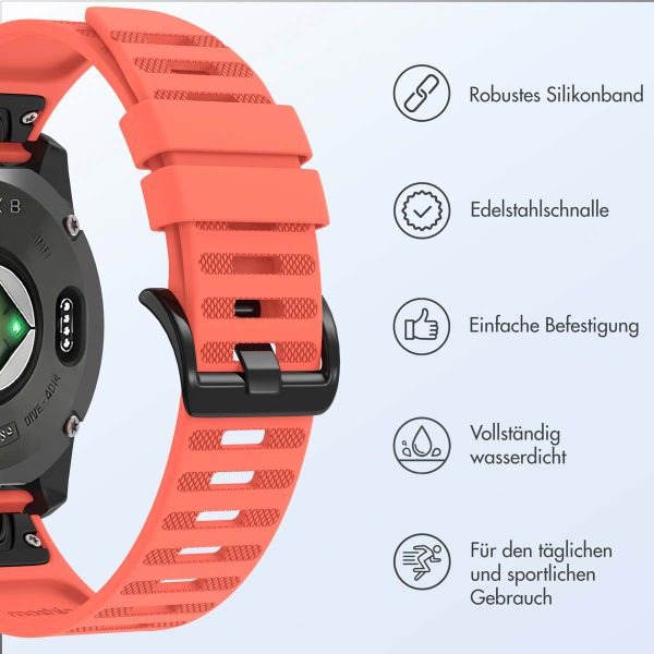 imoshion QuickFit® Silikonarmband Stripe für die Garmin Watch | 22 mm Anschluss - Orange