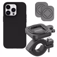 Accezz EasyLock handyhalterung Fahrrad - Inklusive Hülle für das Apple iPhone 14 Pro - Aluminium - 360 Grad drehbar - Schwarz