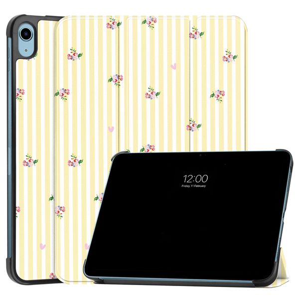 imoshion Design Trifold Klaphülle Apple iPad 11 (2025) 11 Zoll A16 / iPad 10 (2022) 10.9 Zoll - Garden Stripes