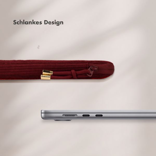 Selencia Cord Laptop Hülle 13-14 Zoll - Laptop Sleeve - Deep Burgundy