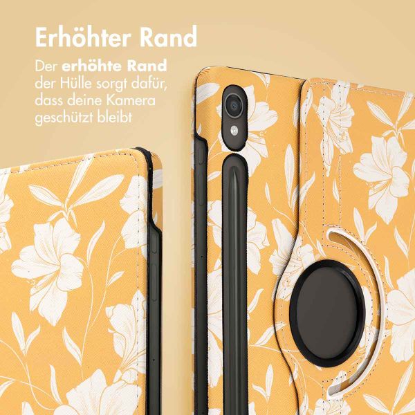 imoshion 360° drehbare Design Klapphülle Samsung Galaxy Tab S9 11.0 Zoll - Yellow Flowers