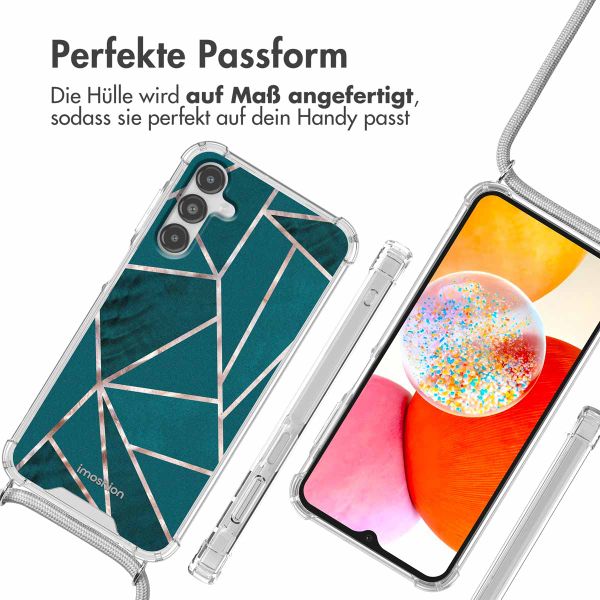 imoshion Design Hülle mit Band Samsung Galaxy A14 (5G/4G) - Petrol Green Graphic