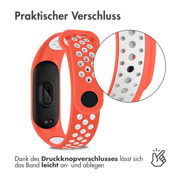 imoshion Silikonband Sport für das Xiaomi Mi Band 7 - Neon Orange / Weiß