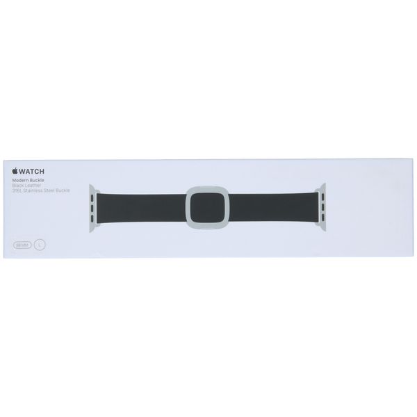 Apple Leather Band Modern Buckle für die Apple Watch Series 1 bis 9 / SE (38/40/41 mm) | Series 10 (42 mm) - Größe L - Schwarz