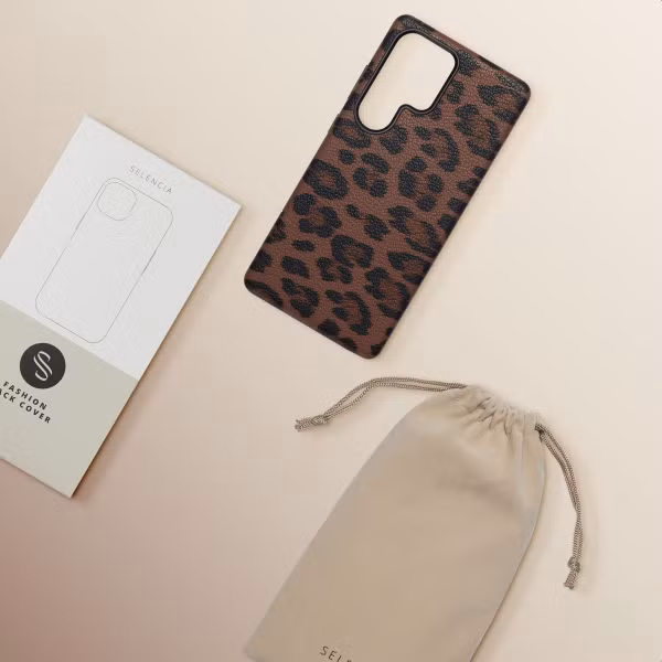 Selencia Sabi Backcover Leopardenmuster mit MagSafe Samsung Galaxy S25 Ultra - Mocha Brown