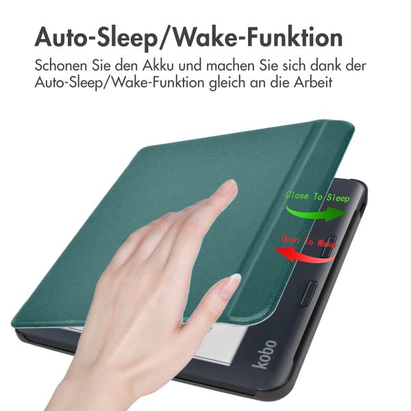 imoshion Slim Hard Case Klapphülle Kobo Libra Colour - Dunkelgrün