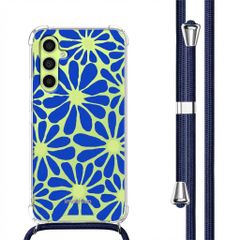 imoshion Design Hülle mit Band Samsung Galaxy A34 (5G) - Cobalt Blue Flowers Connect