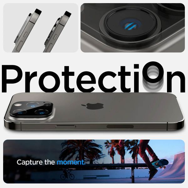 Spigen GLAStR Kameraprotektor aus Glas 2er-Pack für das Apple iPhone 14 Pro / 14 Pro Max - Schwarz