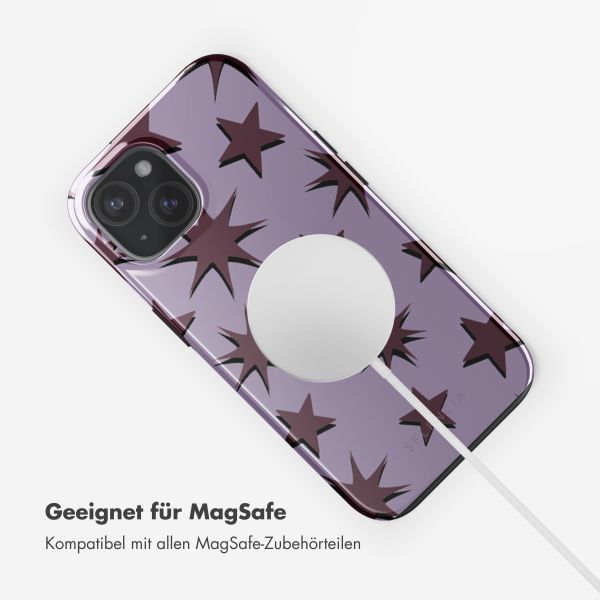 Selencia Vivid Tough Back Cover MagSafe für das iPhone 15 - Stars Plum Lilac