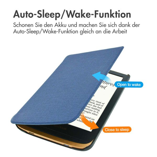 imoshion Canvas Sleepcover Klapphülle für das Pocketbook Touch Lux 5 / HD 3 / Basic Lux 4 / Vivlio Lux 5 - Dunkelblau