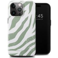 Selencia Vivid Tough Back Cover für das iPhone 15 Pro Max - Colorful Zebra Sage Green