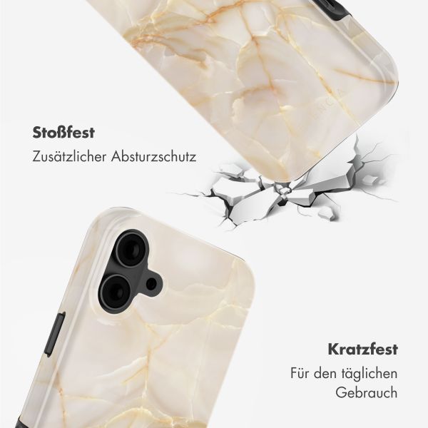 Selencia Vivid Tough Back Cover mit MagSafe für das iPhone 16 - Golden Beige Marble