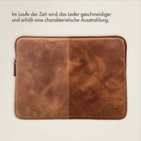 Accezz Leather Laptop Hülle mit Reißverschluss 13-14 Zoll - Laptop Sleeve - Cognac