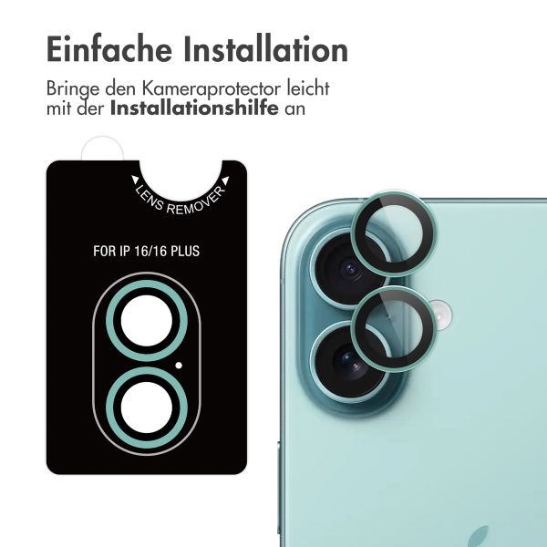 imoshion 2er-Pack Objektivschutz für Kamera für das Apple iPhone 16 / 16 Plus - Teal