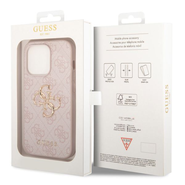 Guess 4G Metal Logo Back Cover Apple iPhone 15 Pro - Rosa