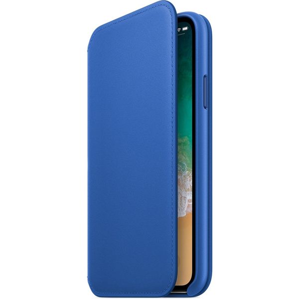 Apple Leather Folio Klapphülle Electric Blue für das iPhone X / Xs