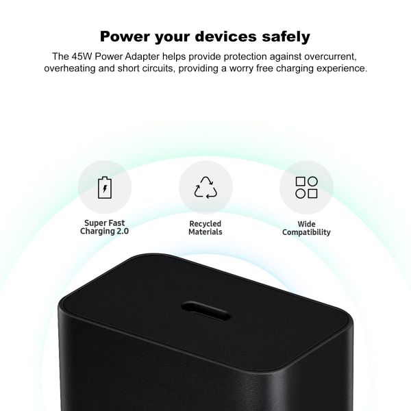Samsung Original Power Adapter mit USB-C-Kabel - Ladegerät - USB-C-Anschluss - Fast Charger - 45 Watt - 1,8 m - Schwarz