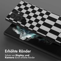 Selencia SilikonHülle design mit abnehmbarem Band Samsung Galaxy S22 Ultra - Irregular Check Black