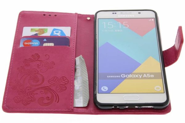 Kleeblumen Klapphülle Fuchsia für Samsung Galaxy A5 2016