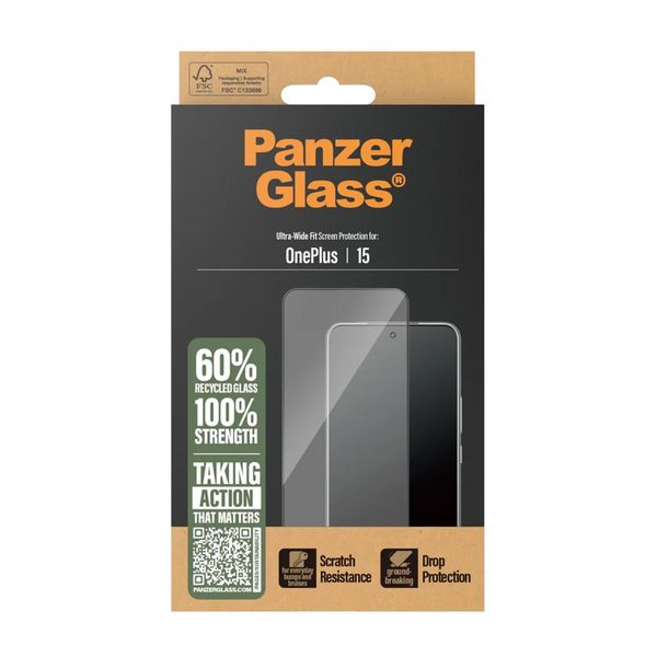 PanzerGlass Ultra-Wide Fit Antibakterieller Displayschutz mit Applikator OnePlus 15