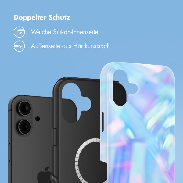 Selencia Vivid Tough Back Cover mit MagSafe für das iPhone 16 - Holographic Blue Dream