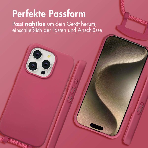 imoshion Color Backcover mit abnehmbarem Handykette und MagSafe Apple iPhone 15 Pro - Raspberry