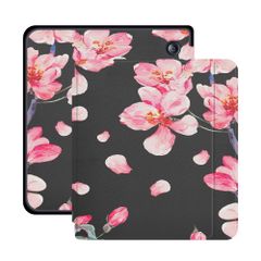 imoshion Design Slim Hard Case Sleepcover mit Stand Kobo Libra H2O - Blossom Watercolor Black