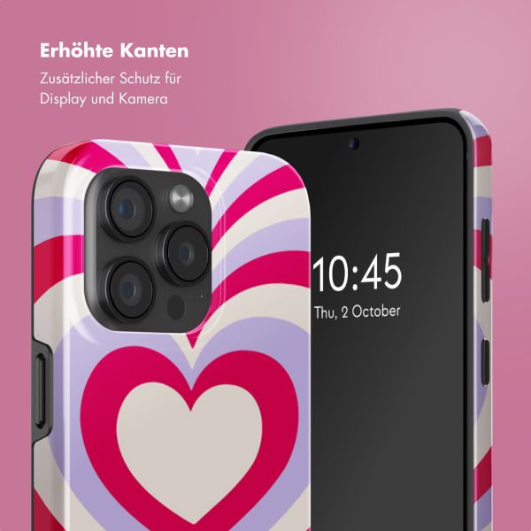 Selencia Vivid Tough Back Cover MagSafe für das iPhone 15 Pro - Double Hearts Rubine Red Lilac