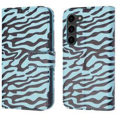 imoshion ﻿Design Klapphülle für das Samsung Galaxy S23 - Black Blue Stripes