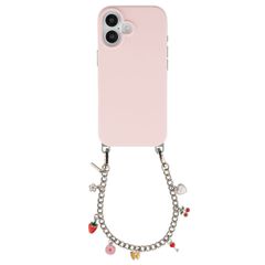 Selencia Rivièra MagSafe Backcover mit abnehmbaren Haken für das Apple iPhone 17 - Sorbet Pink + Chain Charm - Silver
