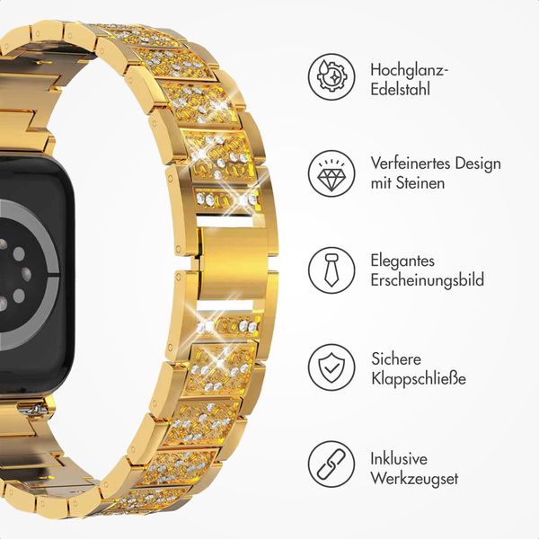 Selencia Sparkle Armband für das  Apple Watch Series 1 t/m 9 / SE (38/40/41 mm) | Series 10 / 11 (42 mm) - Gold