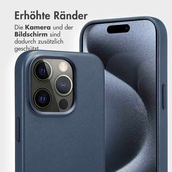 Accezz 2-in-1 Klapphülle aus Leder mit MagSafe für das Apple iPhone 15 Pro - Nightfall Blue