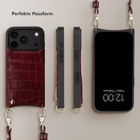 Selencia Nova Croco HandyHülle mit Kordel und Kartenhalter Apple iPhone 18 Pro Max / 17 Pro Max - Burgundy