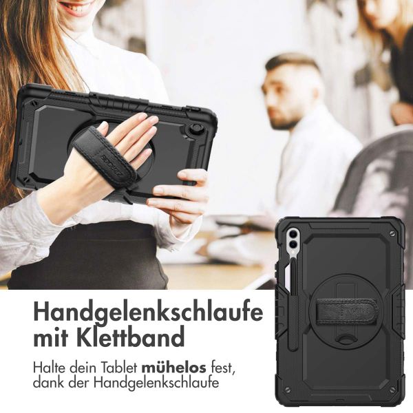 Accezz Robustes Back Cover mit Schultergurt für das Samsung Galaxy Tab S10 Plus / Tab S9 FE Plus / Tab S9 Plus 12.4 Zoll - Schwarz