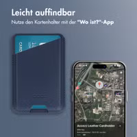 Accezz Magnetischer Lederkartenhalter - Geeignet für Apple Find My - Nightfall Blue