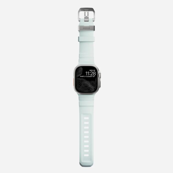 Nomad Rocky Point Armband für das  Apple Watch Series 1 t/m 11 / SE / Ultra (44/45/46/49 mm) - Icy Blue Glow TItanium