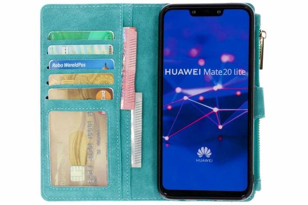 Luxuriöse Portemonnaie-Klapphülle Türkis für Huawei Mate 20 Lite