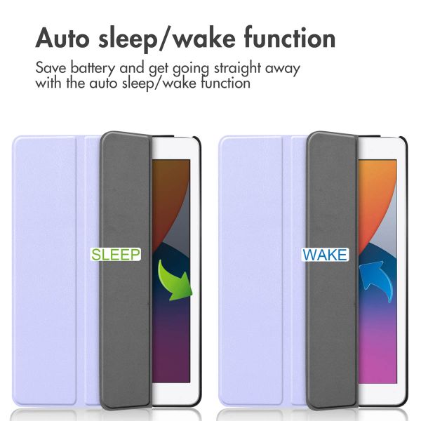 imoshion Trifold Klapphülle Apple iPad 9 (2021) 10.2 Zoll / iPad 8 (2020) 10.2 Zoll / iPad 7 (2019) 10.2 Zoll - Lila