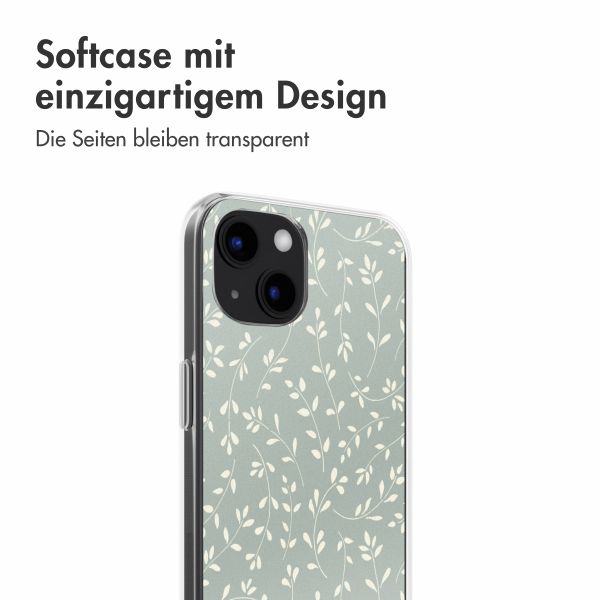 imoshion  Design Hülle für das iPhone 13 - Smoke Green Flowers