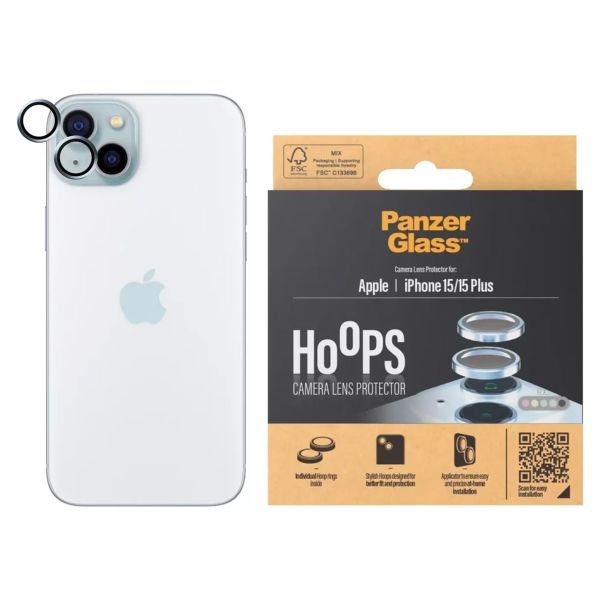 PanzerGlass Kameraprotektor Hoops Optic Rings für das Apple iPhone 15 / 15 Plus - Blue
