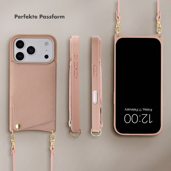 Selencia Nova HandyHülle mit Kordel und Kartenhalter Apple iPhone 18 Pro / 17 Pro - Dusty Rose