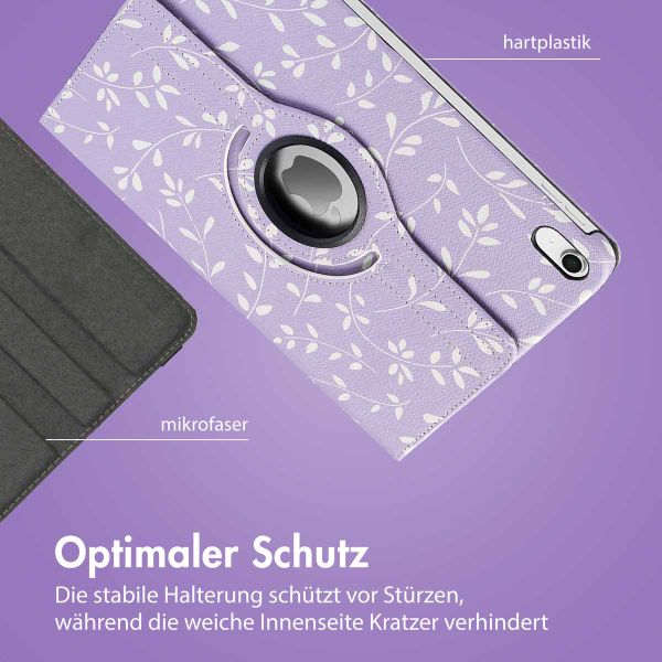 imoshion 360° drehbare Design Klapphülle iPad 11 (2025) 11 Zoll / iPad 10 (2022) 10.9 Zoll - Laverder Flowers