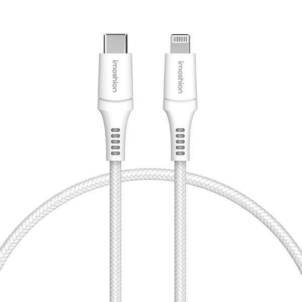 imoshion ﻿Lightning- auf USB-C-Kabel – nicht MFi-zertifiziert – Geflochtenes Gewebe – 1 m – Weiß