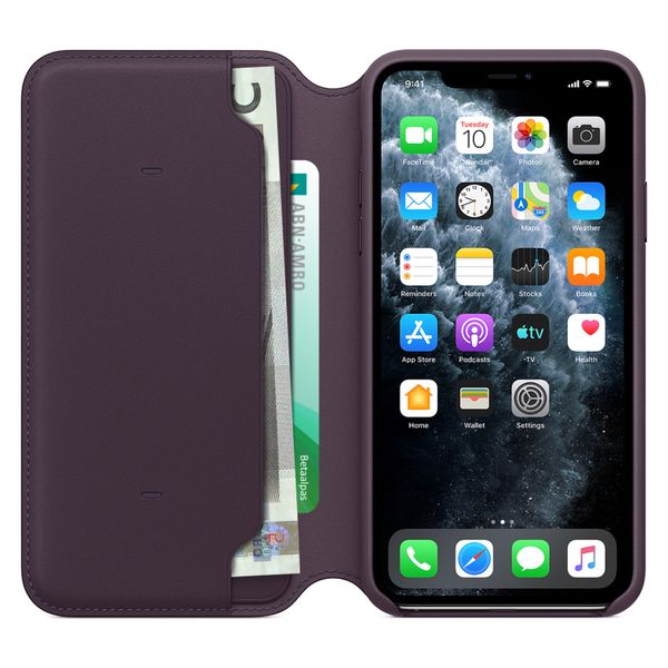 Apple Leather Folio Klapphülle Apple iPhone 11 Pro Max - Aubergine