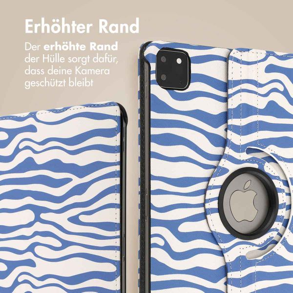 imoshion 360° drehbare Design Klapphülle für das iPad Pro 11 (2024) M4 - White Blue Stripes